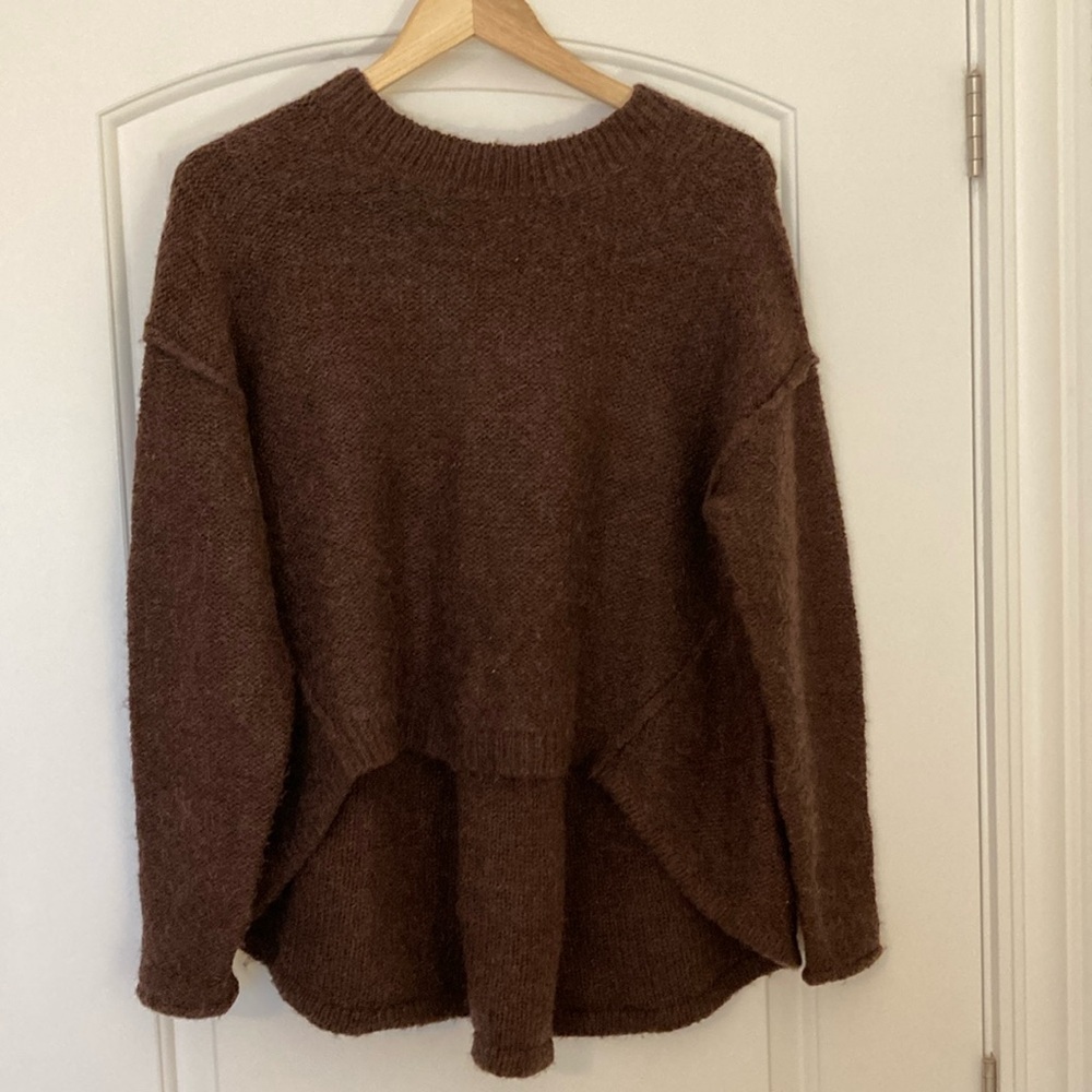 Women’s oversized chunky Drop Shoulder Brown reversed knit sweater - Picture 1 of 7